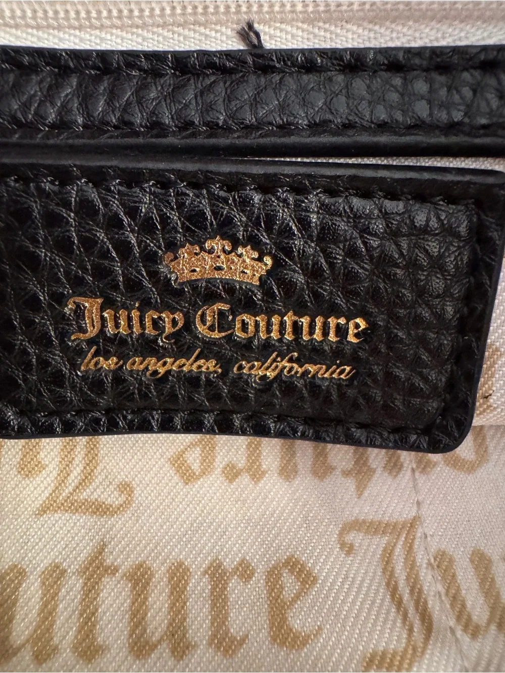 Juicy Couture Black & Cream Logo Tote with Pink Heart Charm and Wallet